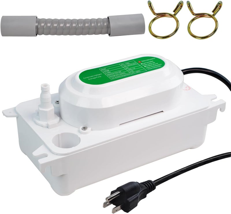 Drphiru Condensate Pump, 6.6 ft/2 m Lift, 110V, 5W AC, 100 L/H Flow, Air Conditioner, Commercial Ice Makers, White - Image 1
